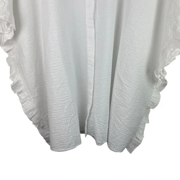 Harshman | Darcy White Seersucker Ruffle Top New - Picture 3 of 10